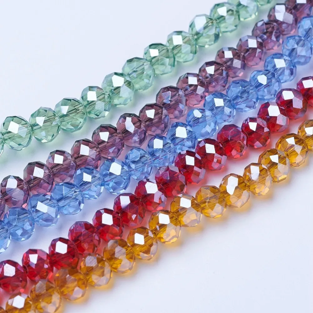 10 Strand Electroplate Faceted Glass Beads 4mm 6mm 8mm For for jewelry making DIY Bracelet Necklace Strands Decor Accessories