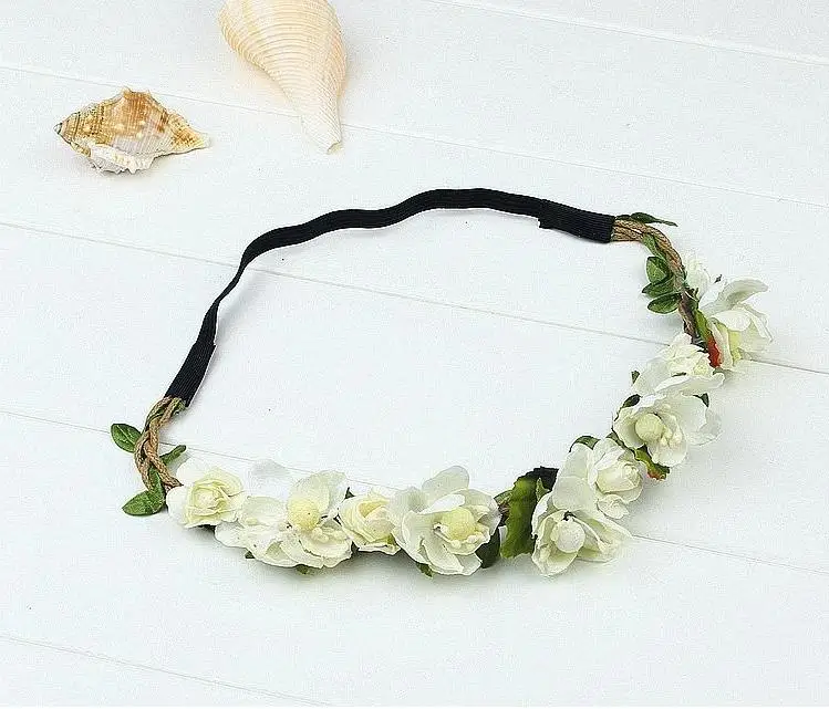 

New Bohemia Handmade Flower Crown Wedding Wreath Bridal Headdress Headband Hairband Hair Band Accessories for Women Lady