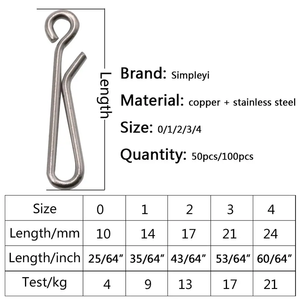 Snap giratorio de acero inoxidable con anillas sólidas para pesca - imagen 4
