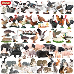 Oenux Farm Set Model Simulation Action Figures Cow Hen Duck Dog Cat Poultry Animals Figurine Miniature Lovely Cake Toppers Toy