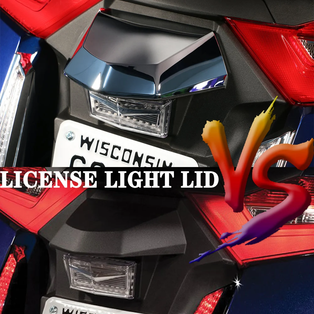 

For Honda Goldwing GL1800 F6B 2018-up Motorcycle Decoration Accessories Chrome Rear License Plate Light Cover License Light Lid