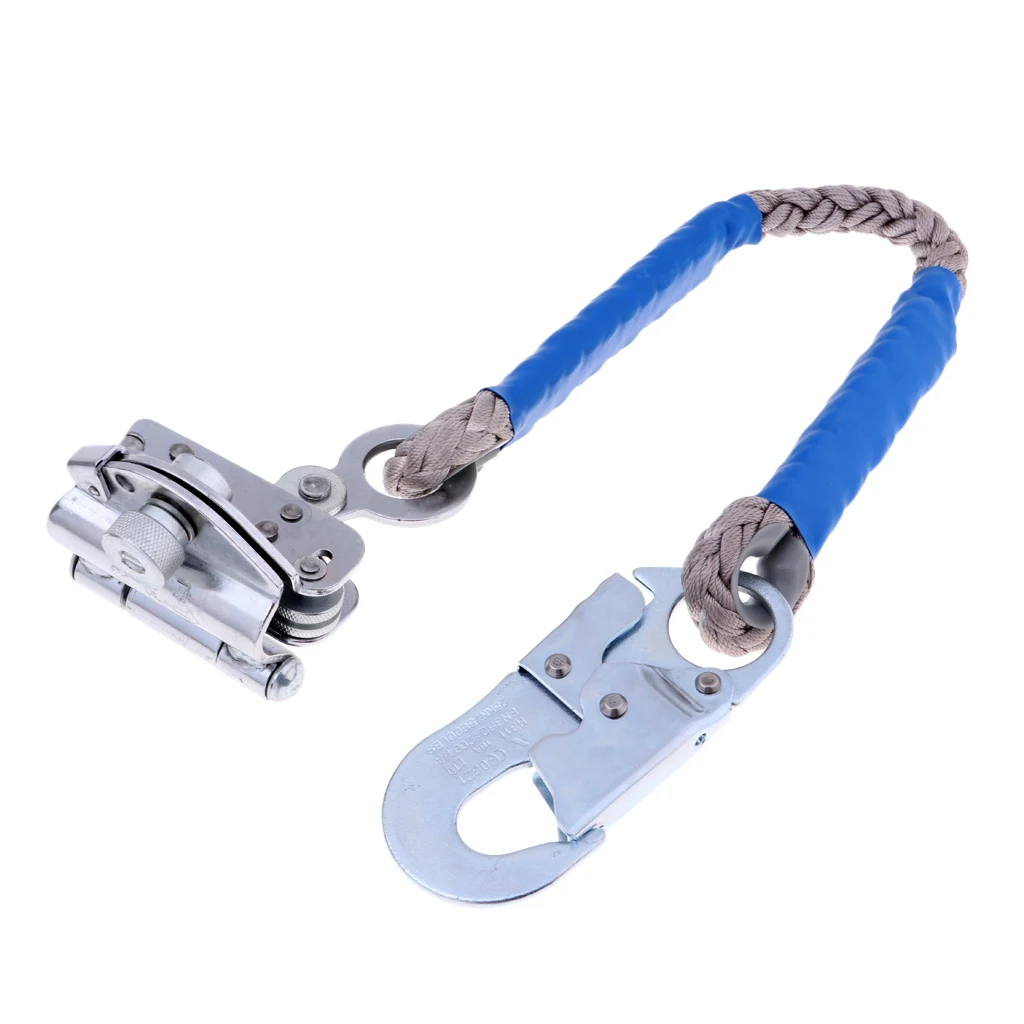 Outdoor Rock Climbing Arborist Fall Protection Shock Lanyard With Snap Hooks