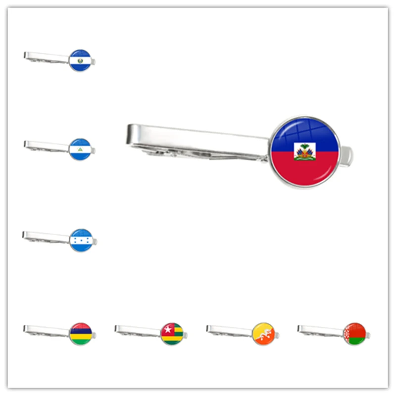 Sardova,Nicaragua,Mauritius,Honduras,Haiti,Togo,Bhutan,Belarus,Belize National Flag Tie Clip Ornament for Male Gentleman Gift