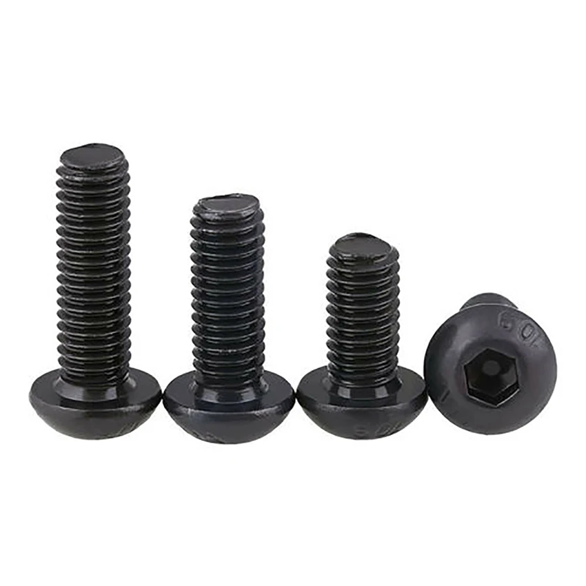 M5-M12 Black Zinc Plated Button Head Hex Socket Screws Allen Bolts DIN7380 High Tensile Grade 10.9 Carbon Steel