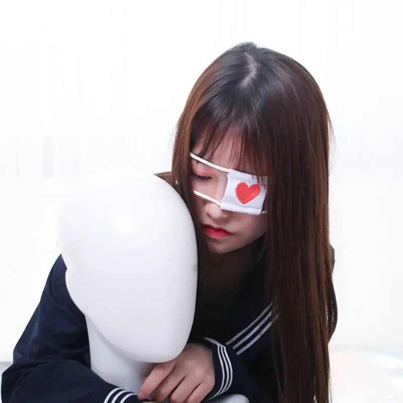 Women Anime Cosplay Costume Eyeshade Heart Embroidery Single Eye Mask Blindfold