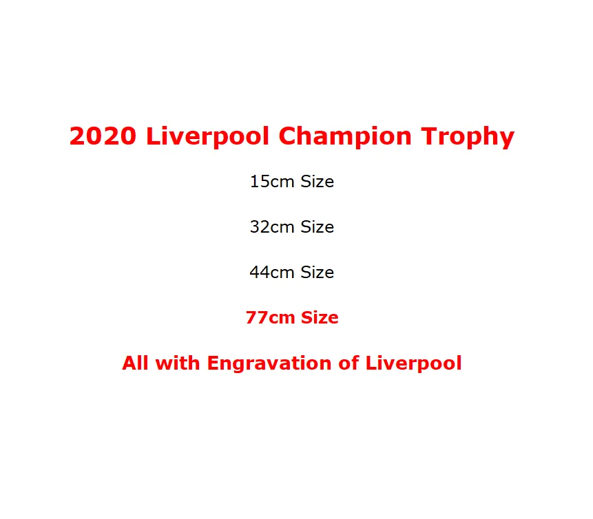 2020 liverpool king english trophy cup real size replica Trophy Cup awards to Champions