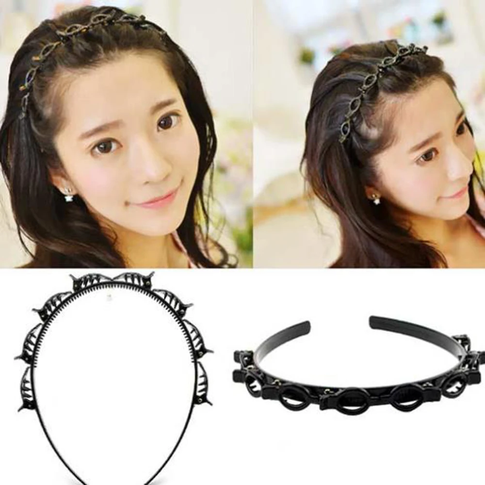 Double Bangs Hairstyle Hairpin Hairband Hollow Braided Headband Bangs Fixing Clip Women Fashion Headband Fast Hair Accessories