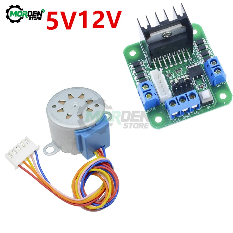 28BYJ-48 5V 12V Reduction Gear Stepper Motor + L298N DC Stepper Motor Driver Controller 4 Phase Step Motor for Arduino