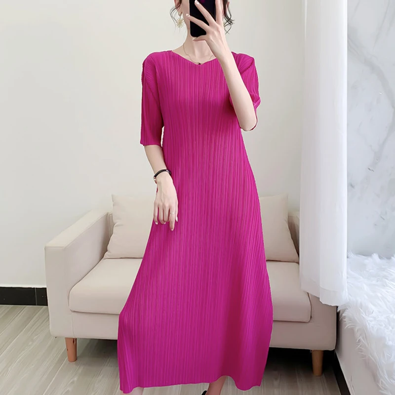 

miyake pleated aura dress woman 2022 summer new style big swing niche light mature long female skirt