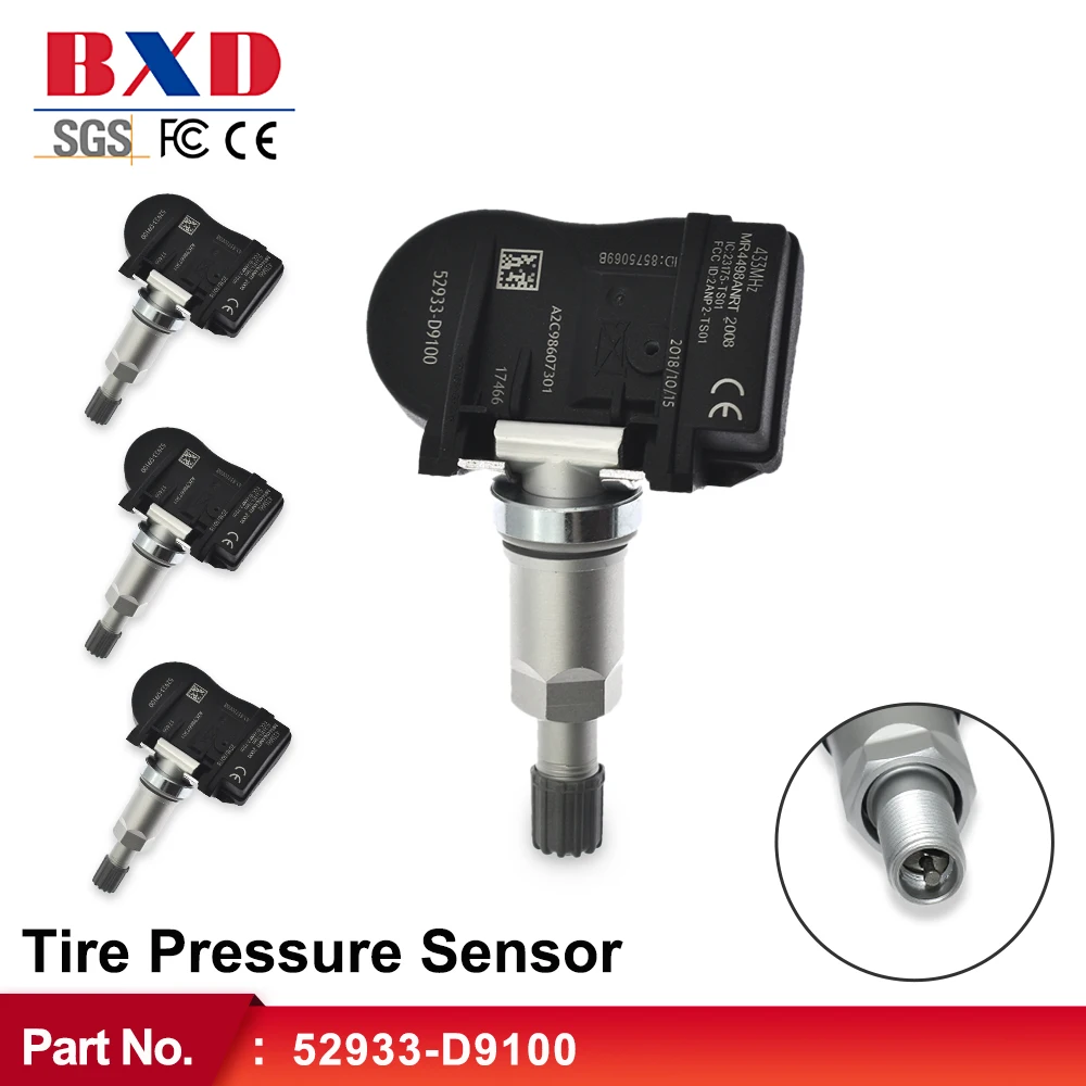 1/4PCS TPMS Tire Pressure Sensor 52933-D9100 A2C98607301 For KIA Sportage Niro Optima,Hyundai Elantra Ioniq Kona,Genesis G90