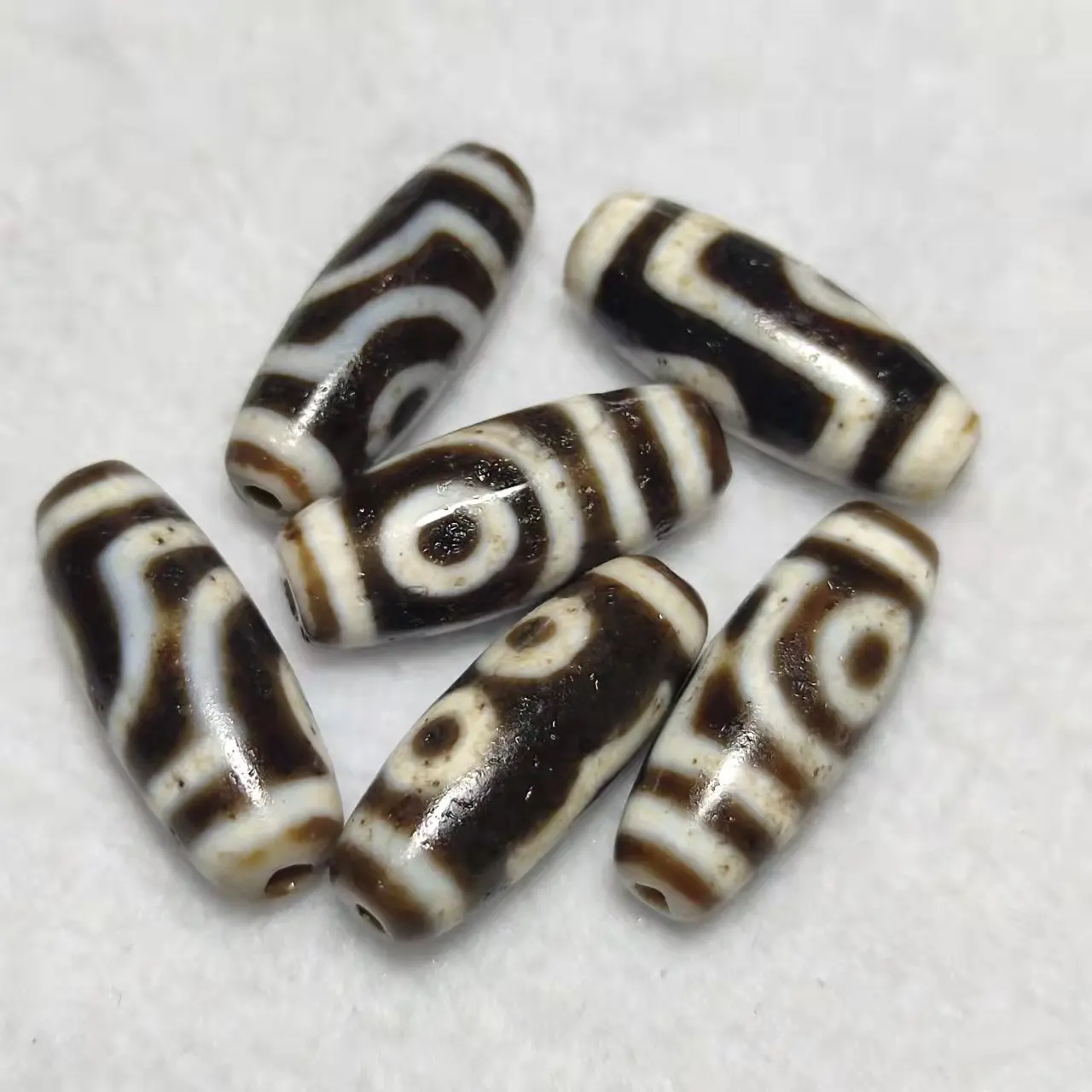 6Pcs/Lot Tibet 2/3 Eyes Bodhi Totem Old Black/White Agate Dzi Beads Men&Women Amulet Jewelry DIY Free Shipping