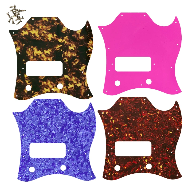 

Pleroo Guitar Parts - For Gib Standard SG Full Face Guitar Pickguard Route Bridge P90 Humbuckers Scratch Plate Flame Pattern