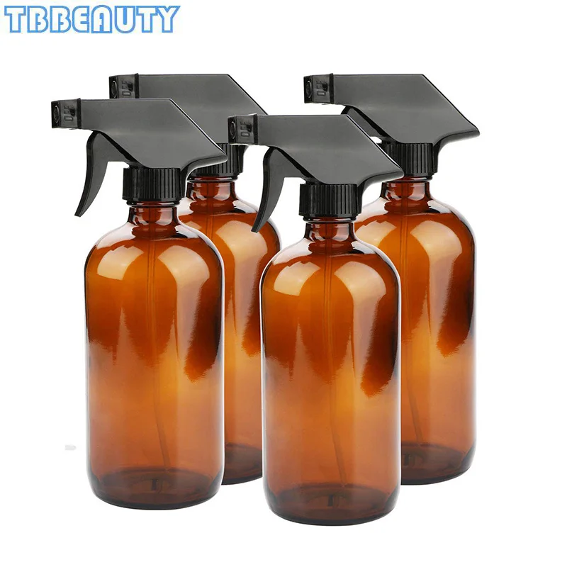 

4packs 250/500ml Travel Empty Amber Glass Spray Bottle Essential Oil Cleaning Refillable Trigger Bottle LiquidAtomizer Container