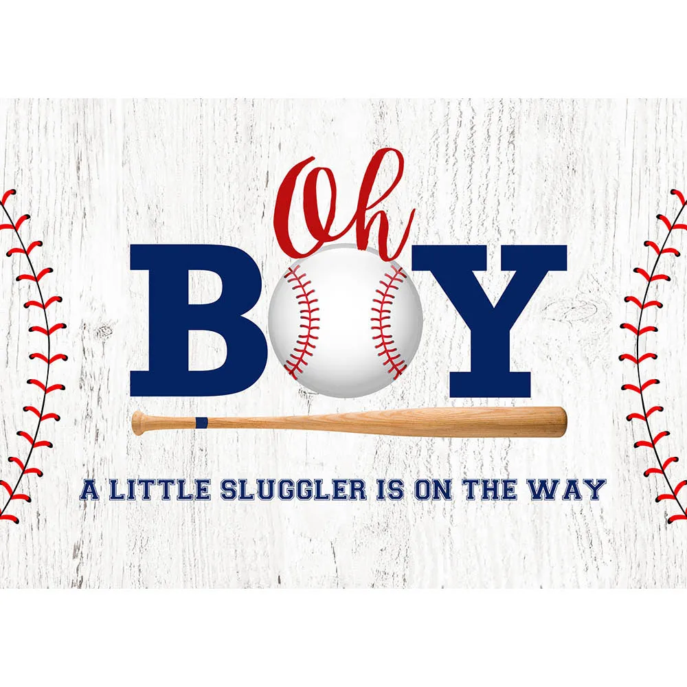 Mocckka Oh Boy A Little Lugger Baby Shower Latar Belakang Fotografi Bisbol Kayu Putih Latar Belakang Ulang Tahun Anak untuk Studio Foto