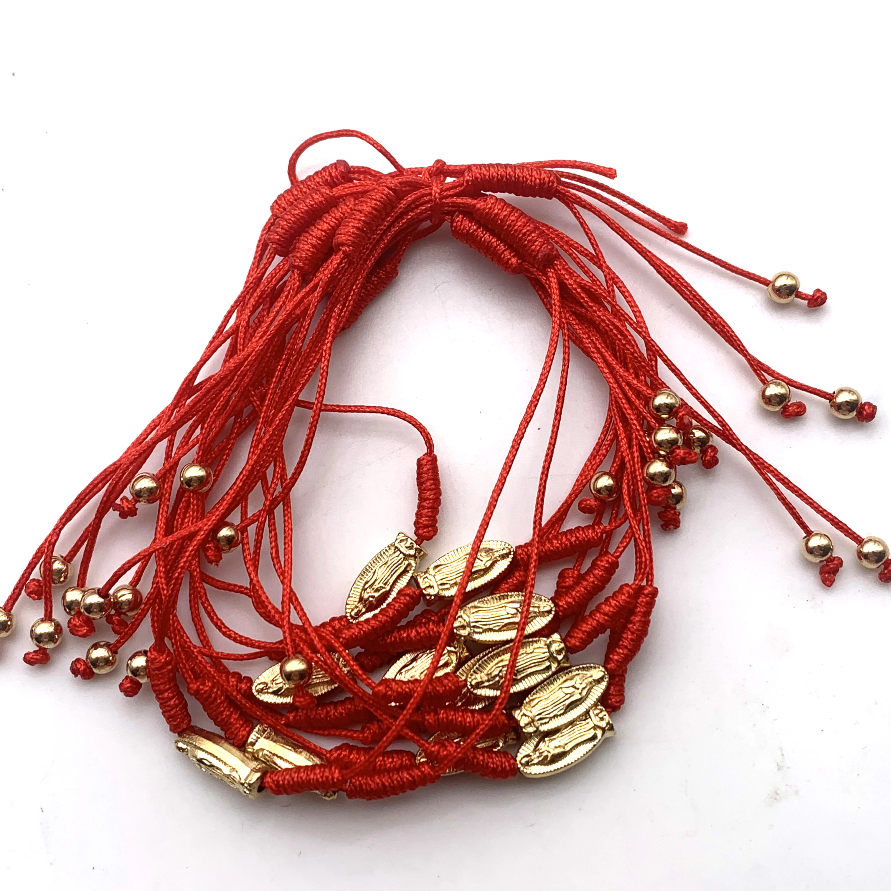 12 pieces  Hand-woven Hot-selling Golden Virgin Mary/San Judas Bracelet Fashion Gift Bracelet For Friends Lovers And Family