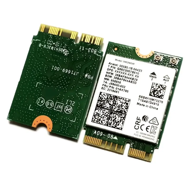 Wireless-AC Dual Band Wifi Card Adapter for Intel 9462NGW CNVI NGFF M.2 Key E with Bluetooth-compatible 5.0 for Win10