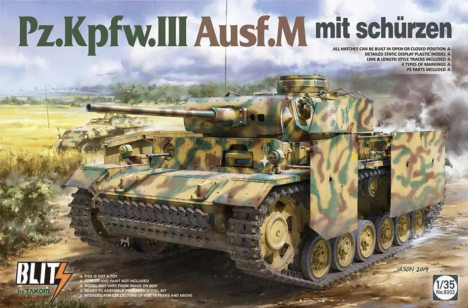 TAKOM 8002 1/35 Pz.Kpfw.III Ausf.M mit schurzen BLITS Model Kit