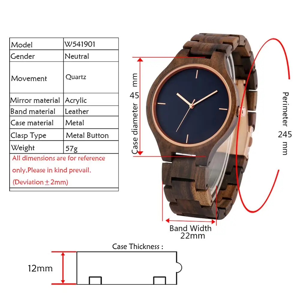 Retro Pure All Walnut Wooden Watch Simple No Word Blue Dial Clock Man Sports Full Wooden Band Quartz Wristwatches Relojes Hombre