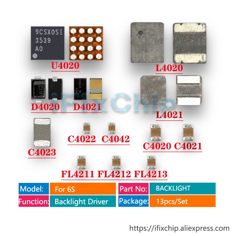 

Комплект светодиодной подсветки IC Kit U4020 + катушка L4020 L4021 + диод D4020 D4021 + конденсатор C4023 C4022 + фотоэлемент для iphone 6s, 20 компл./лот