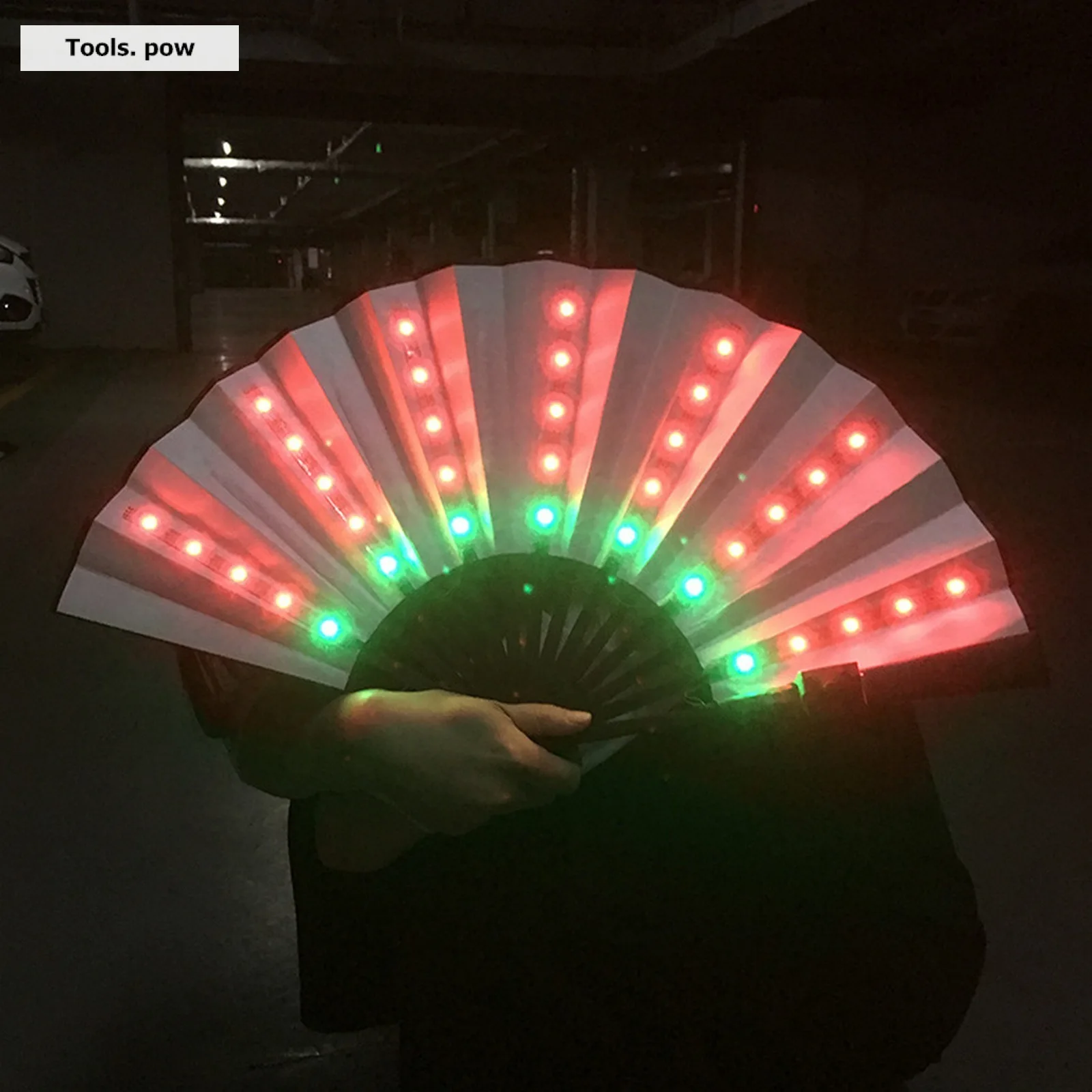 Chinese Style Folding Fan with LED Light and Remote Control Colorful Chinese Hand Held Folding Fan for Party/Dance LED Paper Fan