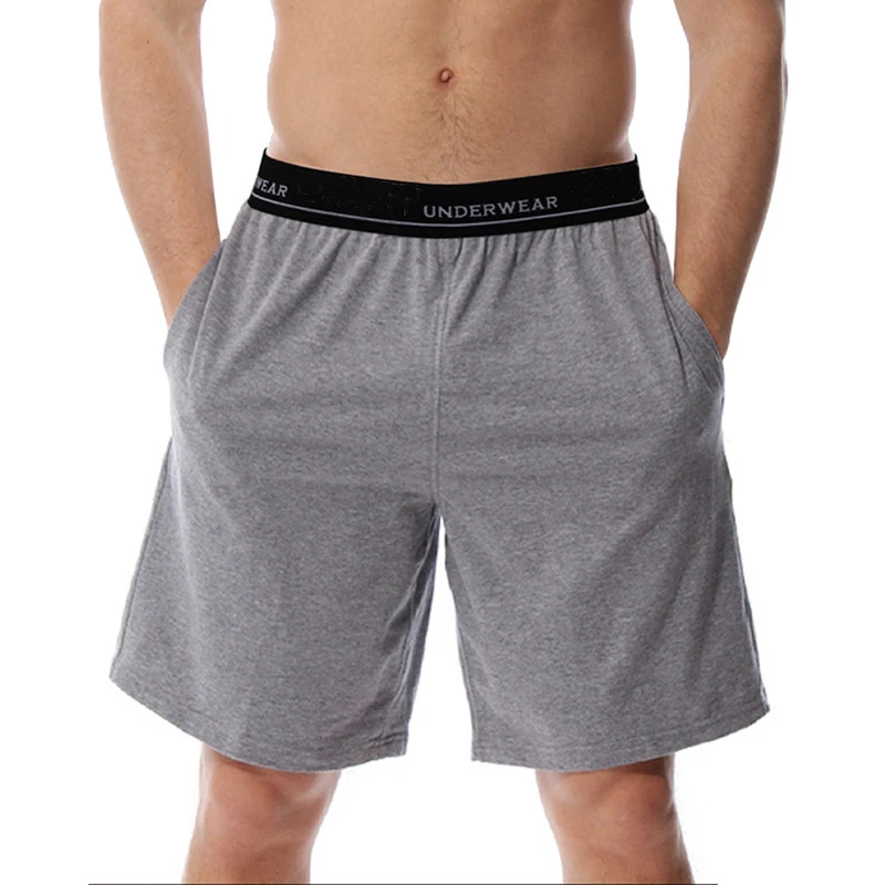 3XL Men Cotton Casual Shorts Loose Pocket Long Boxer Shorts Lounge Wear Sports Workout Gym Shorts Jogging Sweat Pants Homewear