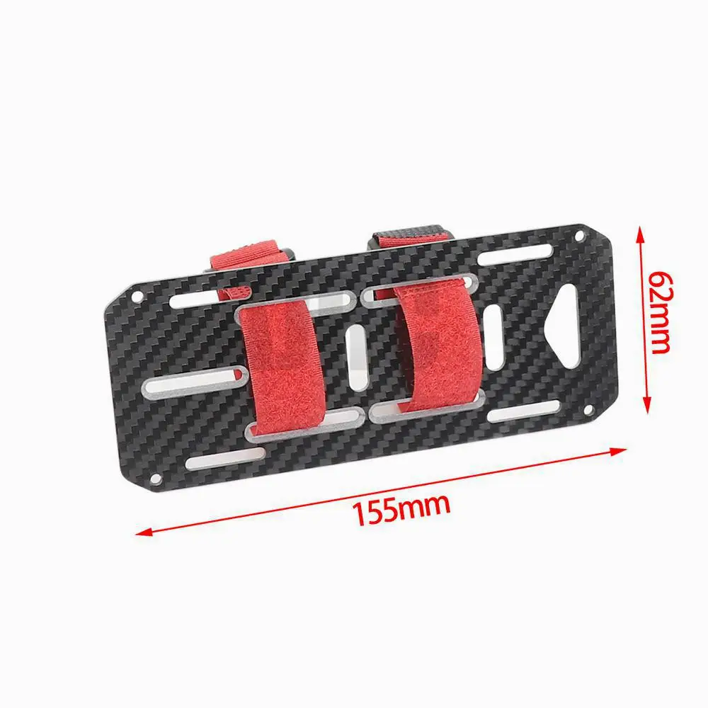 Carbon Fiber Battery Tray with Straps for 1/10 RC Crawler Cheater Rigs LCG Chassis Lower Center of Gravity Rails Update Parts