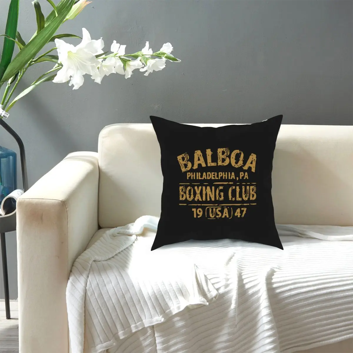 Rocky Balboa Boxing Club Gloves 1947 Pillow Covers Polyester Living Room Cushion Case Funny Decorative Pillowcase 45*45cm