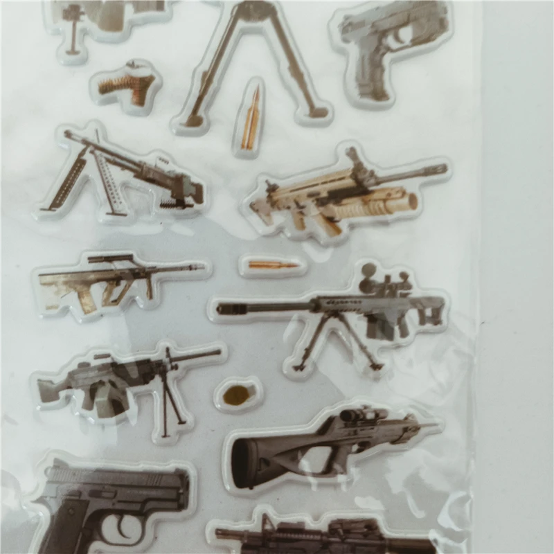 6pcs Pistol Gun Stickers Toys for Children on Scrapbook Laptop Notebook Boys DIY Sniper Rifle Handgun Sticker