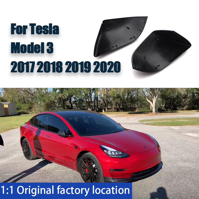 

2x Replacement Trim High Quality Carbon Fiber Pattern Rearview Mirror Cover Caps for Tesla Model 3 Model3 Tesla M3 17-21