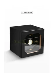 Used for COHIBA cigars cigar box can put About 50 Cigars，Black Gloss Piano Finish Cedar Lined Cigar Cabinet Humidor 3 Drawers