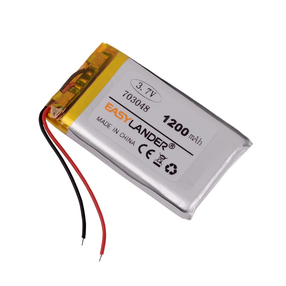 Bateria recarregável do polímero do Li-íon do lítio, 703048, 3.7V, 1200mAh