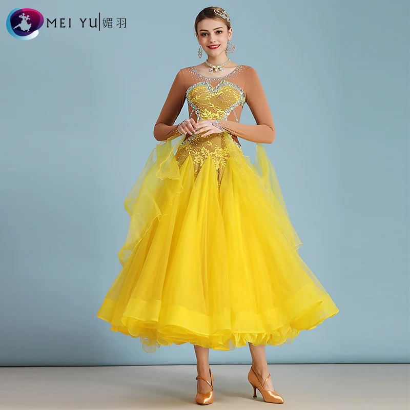 Vestido de competición de baile de salón para mujer, vestidos de Vals, vestido de baile estándar para mujer, vestido de salón MY828