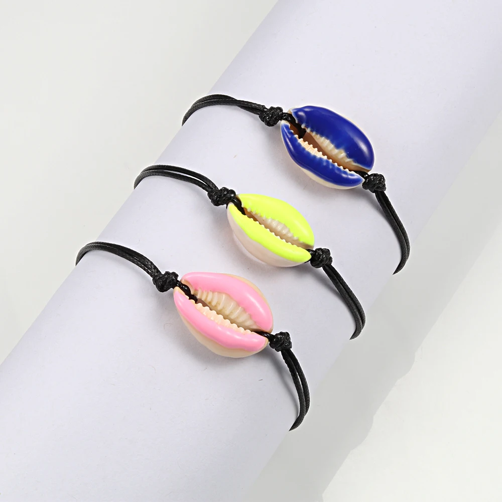 Bohemia Colorful Shell Rope Chain Bracelet Charm Women Natural Sea Shell Cowrie Bracelet Anklet Foot Jewelry Gift Wholesale