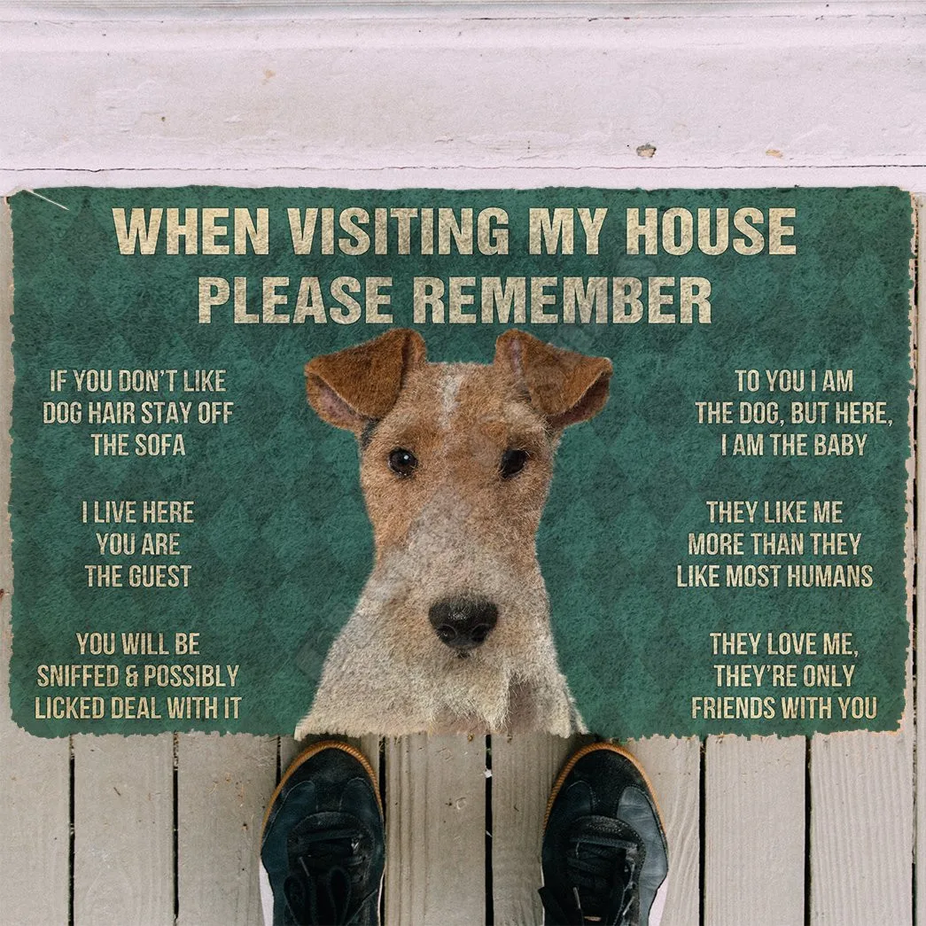 3D Please Remember Fox Terrier Dogs House Rules Doormat Non Slip Door Floor Mats Decor Porch Doormat