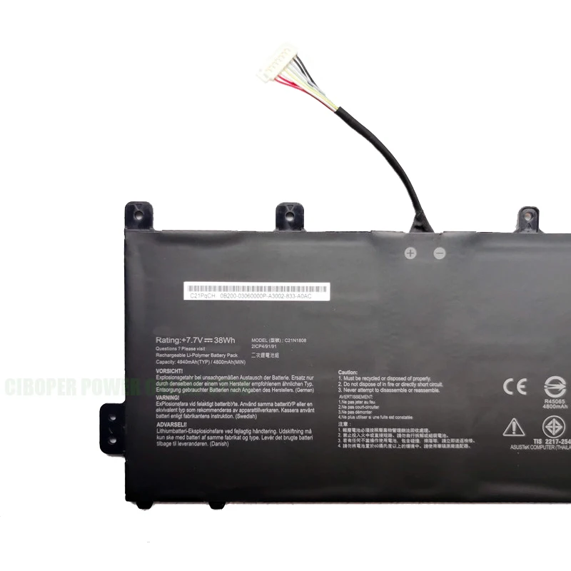 CP Laptop Battery C21PqCH C21N1808 7.7V 38Wh For Chromebook C423 C423NA C523 C523NA Series 0B200-03060000 0B200-03130000M