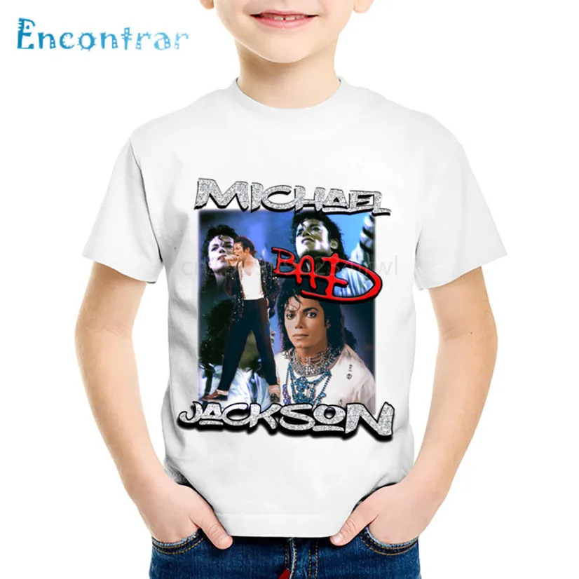 Children Fashion Michael Jackson Rock N Roll Cool T shirt Kids Summer Tops Baby Boys/Girls Casual Clothes