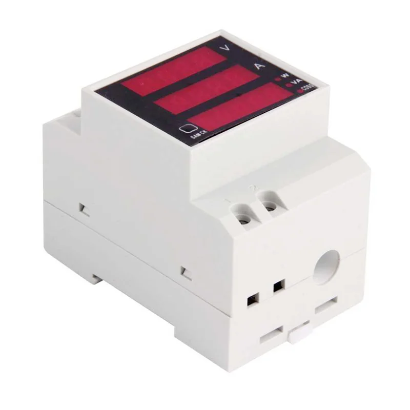 D52-2048 Din Rail LED Digital Voltmeter Ammeter Current Meter Active Power Factor AC80-300V Multifunction Meter 100A