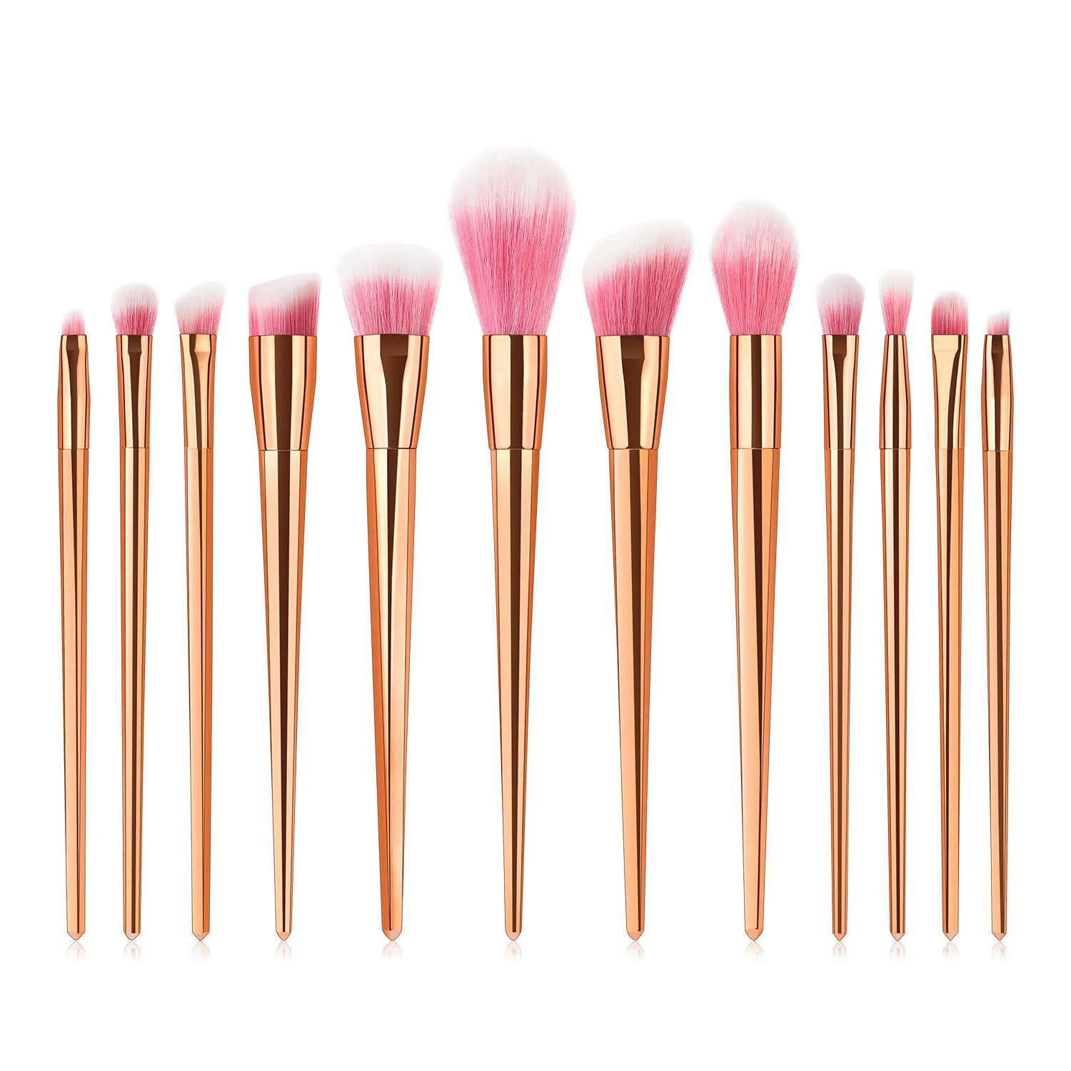 Saiantth 12pcs classic Aluminum tube makeup brushes set eye Stroke eyebrow long full cosmetic kit maquiagem rose gold silver