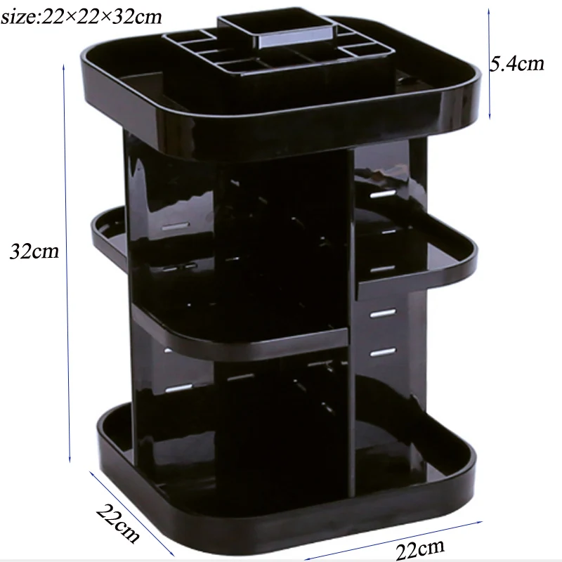 Boîte de rangement cosmétique rotative à 360 degrés, étagère ronde et carrée