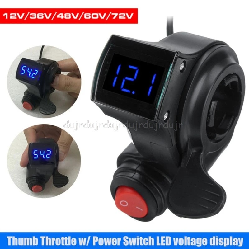 1 Set Electric Vehicle Voltage Display Switch Handle Finger Thumb Throttle Scooter with Power LED Display Handlebar GripsJu24 21
