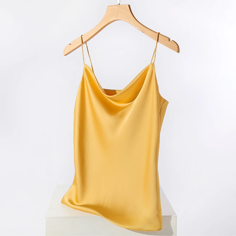 Crop Top Cami Satin Women Thin Wild Solid Camis Vest Women Tank Tops Summer Sexy Strap Basic Tops Silk Sleeveless Y2K Camisole