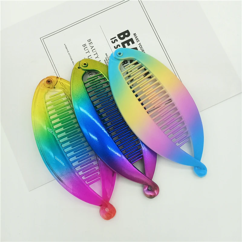 2021 New Hair Claws rainbow Fish Shape Collection Banana Barrettes Multicolor Hair Accessories For Women Hair Clip Clamp ACC300