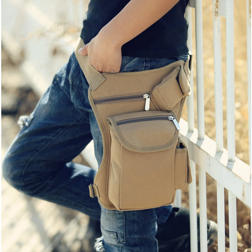 

Military Tactical Travel Riding Motorcycle Bag Portable Waist Messenger Bag Casual Canvas Drop Thigh Leg Multi- Pouch