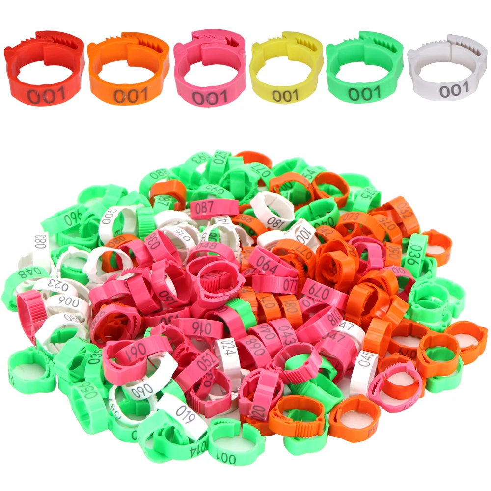 30PCS Numbered Poultry Chicken Leg Bands Adjustable Foot Label Rings for Chicks Pigeon Duck Goose 6-Color Identification Clip-on