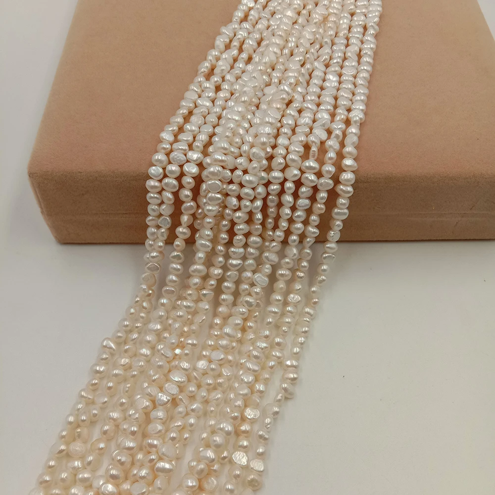 one strand 37 cm ,3-4 mm MINI baroque FRESHWATER PEARL in strand ,100% NATURE freshwater pearl material -AA quality