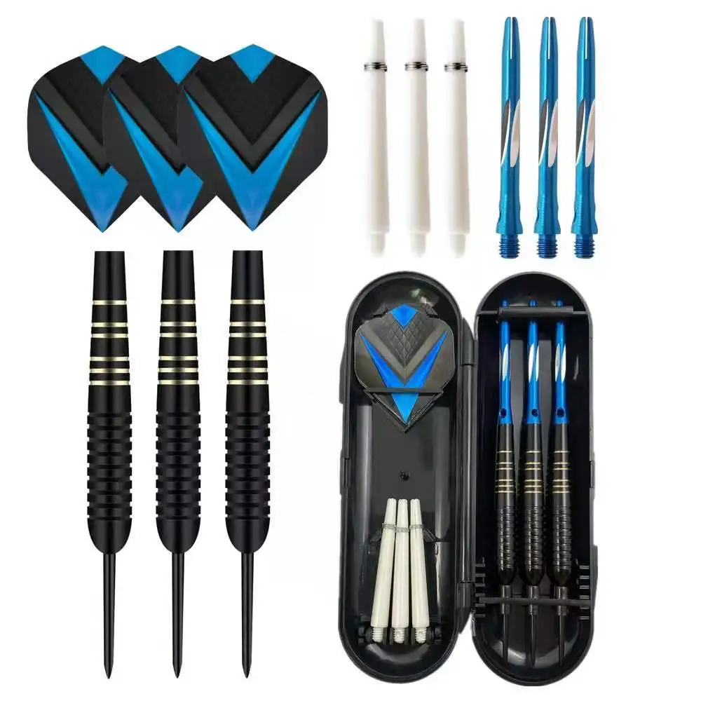 3pcs/set Professional Darts Free Carry Box 23g Total Length 16.5cm Black Golden Color Steel Tip Darts With Aluminum Shaft