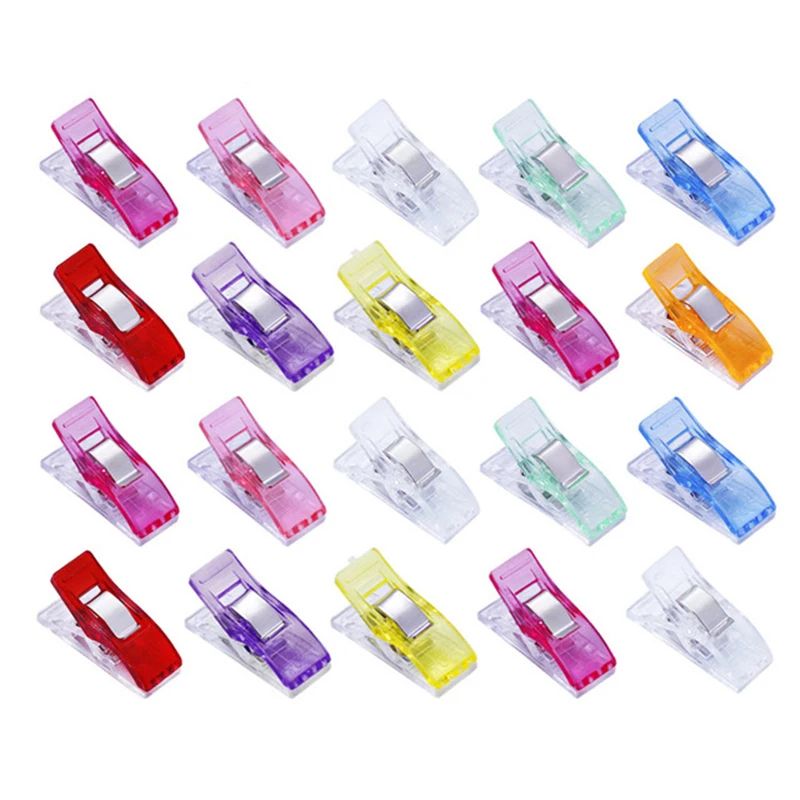 20pcs Job Foot Case Multicolor Plastic Clips Fabric Clamps Patchwork Hemming Sewing Tools Sewing Accessories 2021