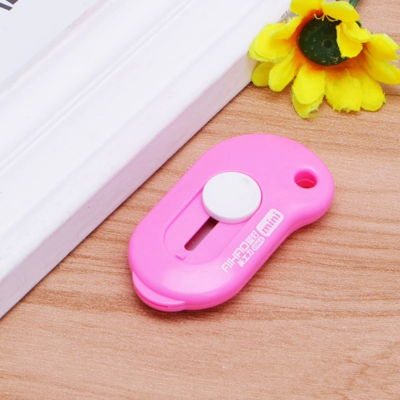 27RA Cute Solid Color Mini Portable Utility Knife Paper Cutter Office Stationery