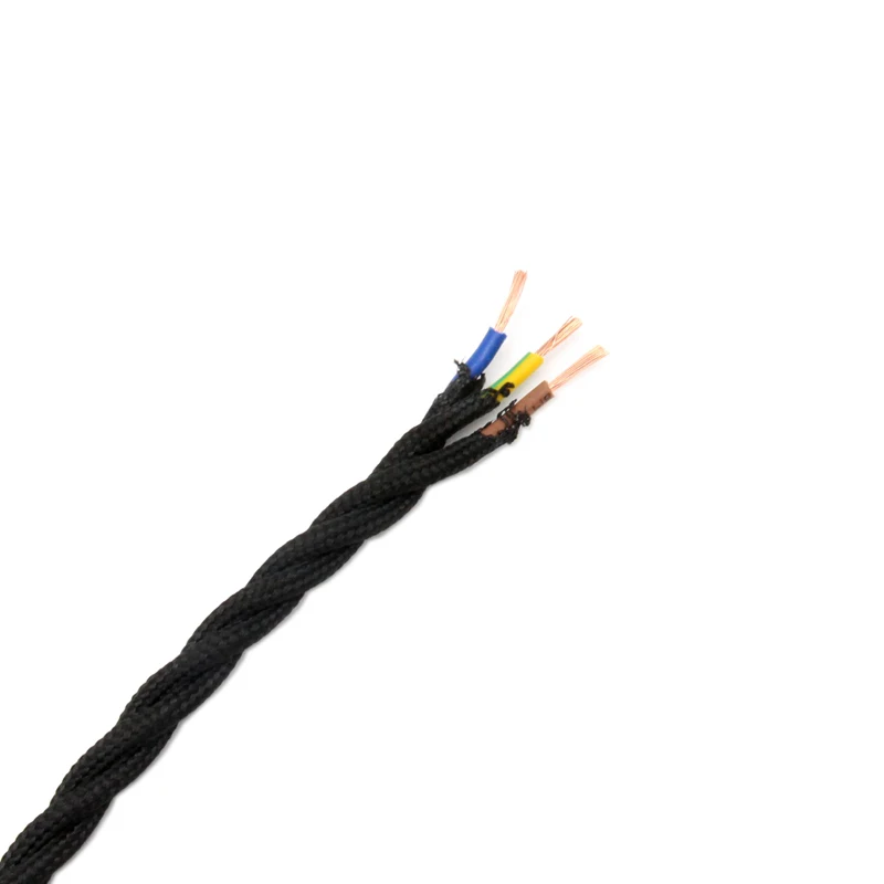 3 Core 0.75mm2 Vintage Fabric Covered Twisted Cable Retro Electrical Wire Cords for Pendant Lamp