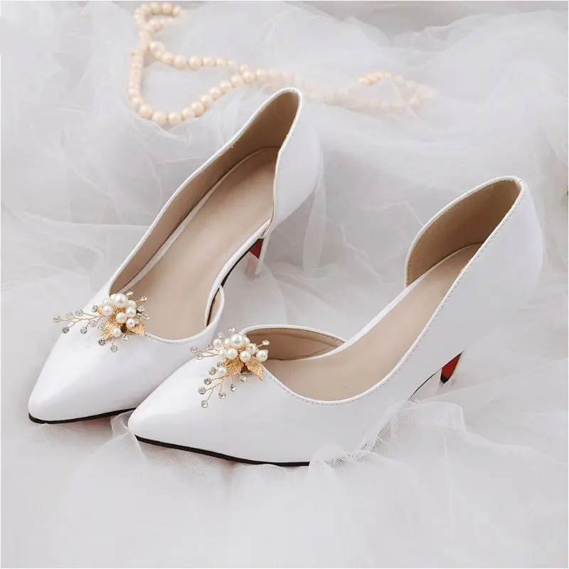 1 chiếc Giày Kẹp Lá Vàng Hợp Kim Cưới Giày Cao Gót Trang Trí Phụ Nữ Quyến Rũ Sang Trọng Thời Trang Vật Trang Trí DIY Giày phụ kiện